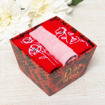 Набор полотенец «Цветы» 30×30 см-3 шт., 100% хлопок 340 г/м²