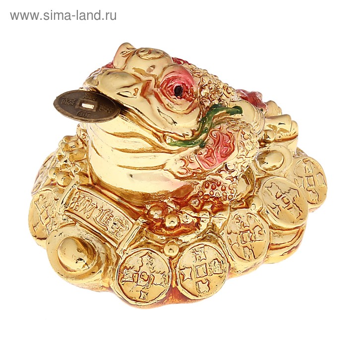 Нэцкэ золото "Жаба на монетах" 5,5 х 4,5 х 4 см - Фото 1