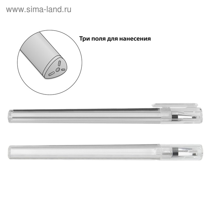 Ручка шариковая с колпачком Лого корпус Треугольный прозрачный, стержень синий - Фото 1