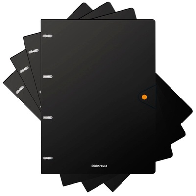 Тетрадь на кольцах А4 80 листов в клетку, ErichKrause Accent, пластиковая обложка, на кнопке, блок офсет 100% белизна, МИКС