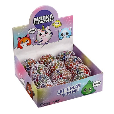 Антистресс сквиш мялка Let's play with me, с гидрогелем, в шоубоксе, МИКС