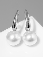 Серьги с жемчугом «Капля» полукруг, цвет белый в серебре - Фото 7