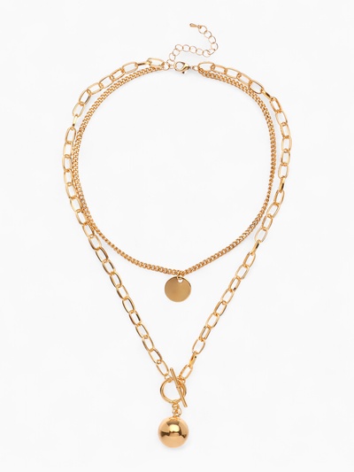 Кулон «Цепь» шар, медальон, цвет золото, L=58 см