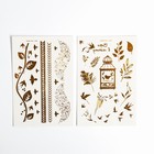 Детские татуировки-переводки, 10×15 см, набор 2 листа, золото, «Птички, растения» - фото 6364596