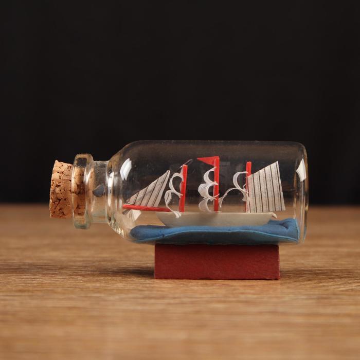 Корабль сувенирный "Тимур", в бутылке, горизонт. 6*2,5*3,5см
