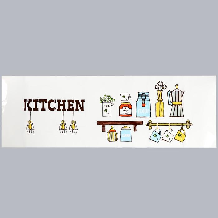 Наклейка на кафельную плитку "Кухня с лампочками " 30х90 см - фото 1885099781