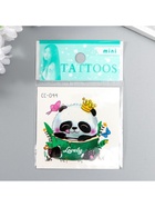 Переводная тату на тело цветная «Панда в короне», 6×6 см - фото 46038509