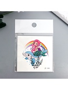 Переводная тату на тело цветная «Русалка и дельфин», 6×6 см - фото 43837737