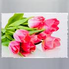 Наклейка на кафельную плитку "Розовые тюльпаны на столе" 60х90 см - фото 108955019
