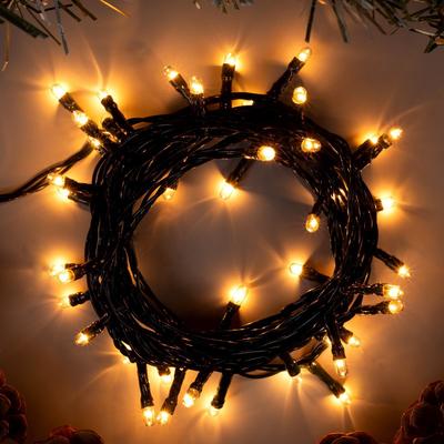 Гирлянда "Нить" 3.5 м , IP20, тёмная нить, 50 ламп, свечение тёплое белое, 8 режимов, 220 В