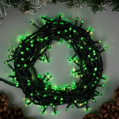 Гирлянда "Нить" 7 м , IP20, тёмная нить, 180 ламп, свечение зелёное, 8 режимов, 220 В