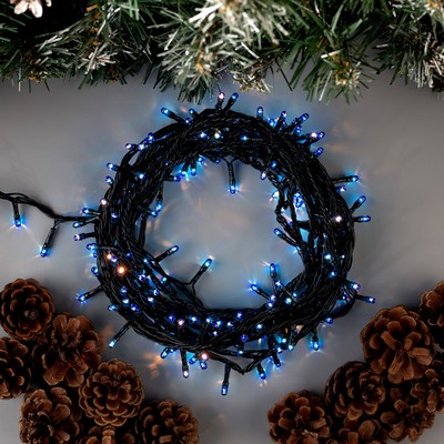 Гирлянда «Нить» 7 м, IP20, тёмная нить, 180 ламп, свечение синее, 8 режимов, 220 В