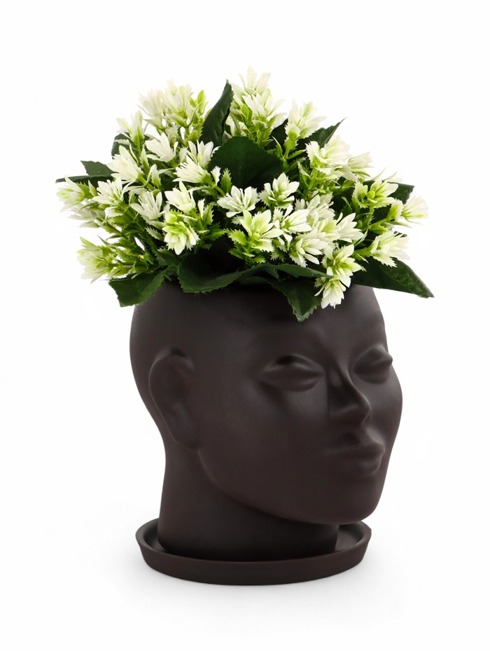 Декоративный горшок «Голова» коричневый, 1.3 л, 16×14×15 см - Фото 1