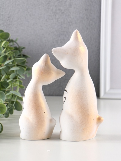 Набор фигурок керамика «Love Коты ушастые», 2 шт., в цветочек, 13×6×17 см