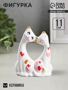 Фигурка керамика «Коты влюбленные», белые, 5×9×11 см - Фото 1