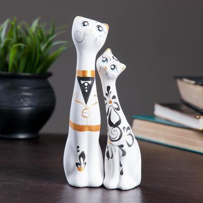 Набор фигурок керамика «Love Коты», 2 шт., белые, 5×8×18 см