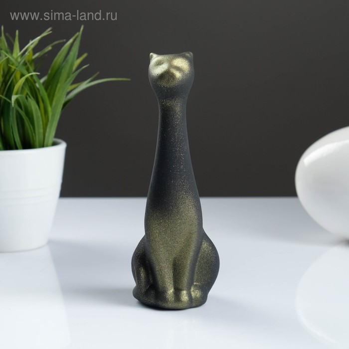 Фигура "Кот Египетский" малый подпал черный/золото 6х6х15см - Фото 1