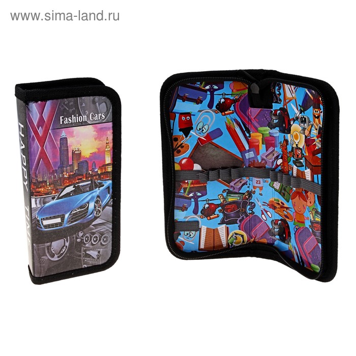 Пенал 1отд малый Синее авто - Фото 1