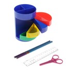 Настольный набор детский "Веер-радуга", из 5 предметов: подставка, ножницы, линейка, 2 карандаша, МИКС - фото 8227578