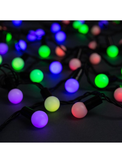 Гирлянда «Нить» 20 м с насадками «Шарики 1.5 см», IP44, тёмная нить, 200 LED, свечение мульти (RG/RB), мигание, 220 В