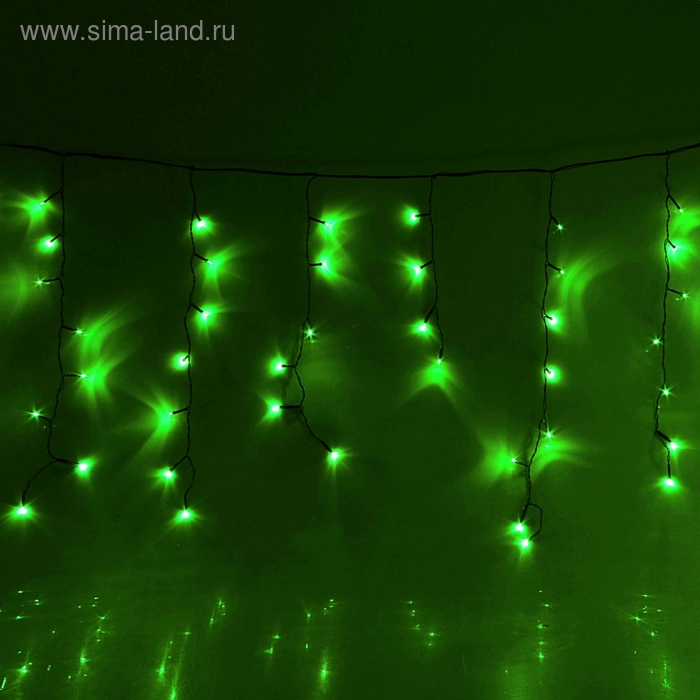 БАХРОМА, Ш:3.2 м, В:0.9 м, Н.Ч. LED-120-240V, контр. 8 режимов, ЗЕЛЕНЫЙ - Фото 1