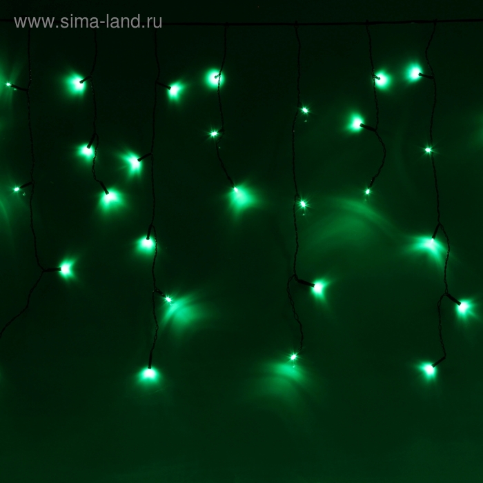 БАХРОМА, Ш:4.8 м, В:0.6 м, Н.Т. LED-180-220V, контр. 8 режимов, ЗЕЛЕНЫЙ - Фото 1