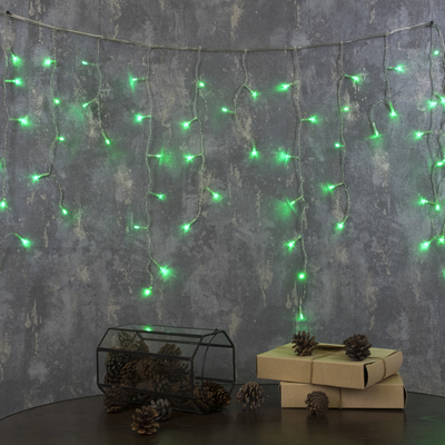 БАХРОМА, Ш:1.2 м, В:0.6 м, Н.С. LED-60-220V, контр. 8 режимов, ЗЕЛЕНЫЙ