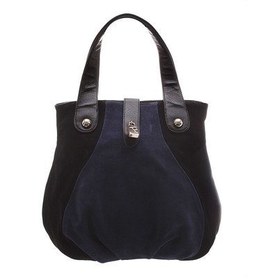 Сумка женская L-12626 черн/синий, нат замша/пресс кожа,1отд с перегор.нар каман, замок УЦЕНКА