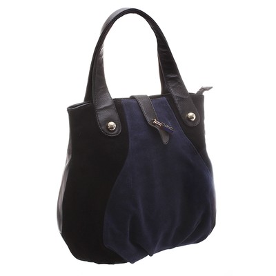 Сумка женская L-12626 черн/синий, нат замша/пресс кожа,1отд с перегор.нар каман, замок УЦЕНКА