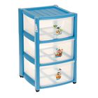 Комод для игрушек на колёсиках, 3 выдвижных ящика с аппликацией, цвет голубой - Фото 1