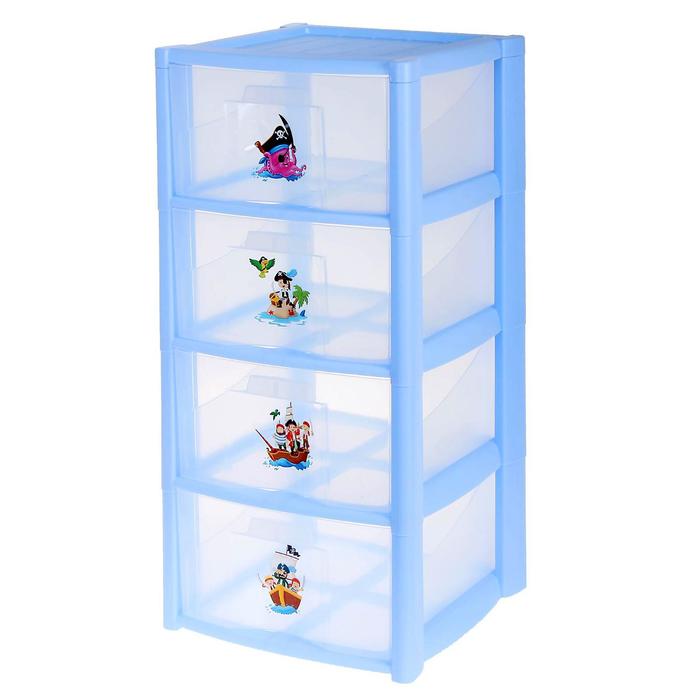 Комод для игрушек на колёсиках, 4 выдвижных ящика с аппликацией - Фото 1