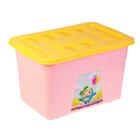 Ящик для игрушек на колесах, с крышкой, 50 л, цвет розовый - Фото 1