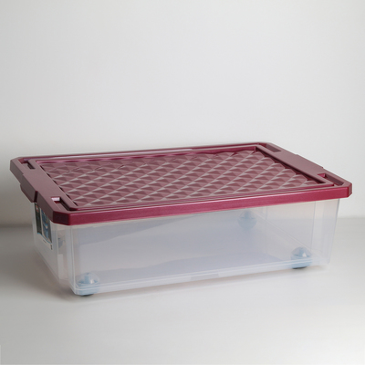 Ящик для хранения с крышкой, на роликах Optima, 30 л, 61×40,5×19,3 см, цвет МИКС