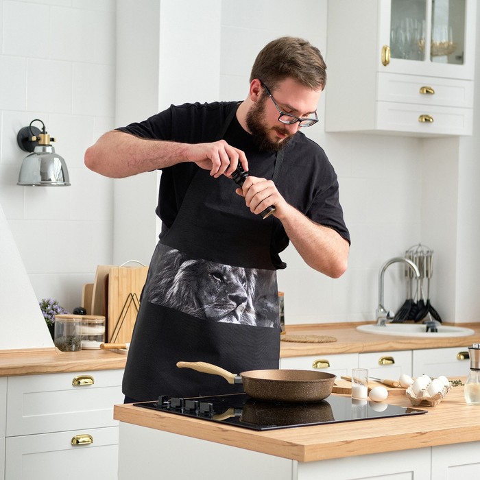 Фартук кухонный мужской «Доляна. Самый лучший мужчина», 70×60 см, 100% хлопок, 160 г/м², чёрный - Фото 1