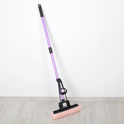 Швабра для мытья пола с роликовым отжимом Доляна, насадка ПВА 27×6 см, телескопическая ручка 78-110 см