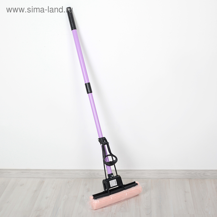 Швабра для мытья пола с роликовым отжимом Доляна, насадка ПВА 27×6 см, телескопическая ручка 78-110 см - Фото 1