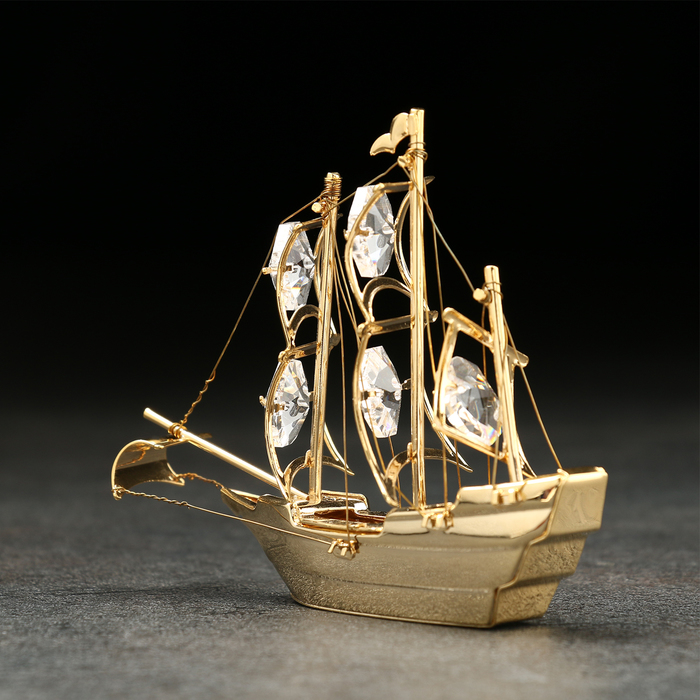 Сувенир «Корабль», 10×3×8 см, с кристаллами