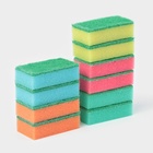 Набор губок для посуды с чистящим слоем Доляна «Эконом», 7.5×4.5×2.5 см, 10 шт. - Фото 4