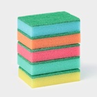 Набор губок для посуды с чистящим слоем Доляна «Супер», 10×7×2.5 см, 5 шт. - Фото 3