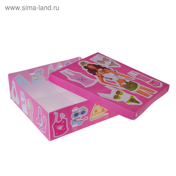 Короб для хранения 9 ячеек с крышкой 30х30х10 см "Модница" цвет розовый - Фото 1
