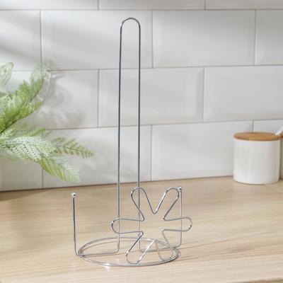 Подставка под бумажные полотенца Доляна «Цветок», 14×14×28 см, цвет хром