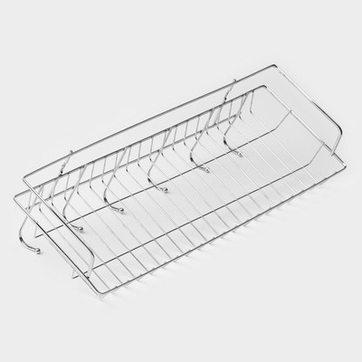 Полка универсальная Доляна, бытовая, с крючками, 42×12×15 см, хромированная