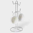 Держатель для кружек на 6 предметов Доляна, 13.5×13.5×31 см, серый - Фото 2