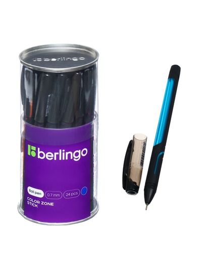 Ручка шариковая Berlingo Color Zone stick, стержень синий 1.0, прорезиненный корпус, МИКС