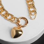 Браслет «Цепь» сердечко, звенья по диагонали, цвет золото, L= 24 - фото 24496323