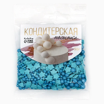 Новогодняя посыпка кондитерская декоративная «Микс»: синяя, голубая, 50 г