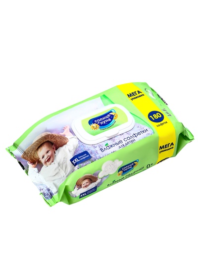 Влажные салфетки детские 0+ «СОЛНЦЕ И ЛУНА» с отваром лаванды, 180 шт.