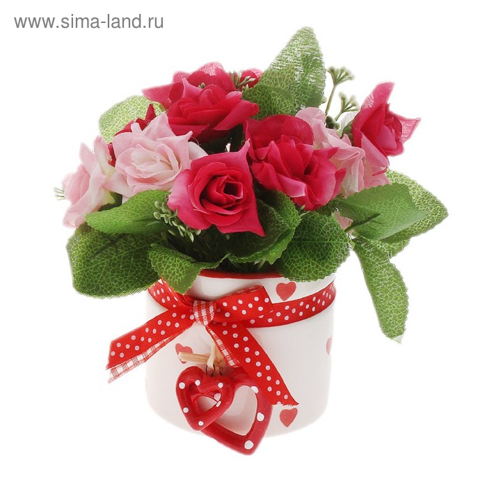 композиция стиль любовь 15*8 см розы в стакане - Фото 1