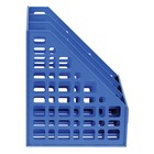 Лоток для бумаг cборный, вертикальный, 3 отделения, синий - Фото 4