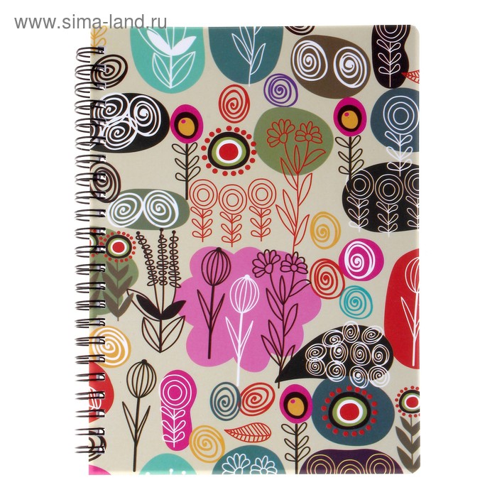 Тетрадь 80л клетка на гребне "Ситец" обложка пластик - Фото 1